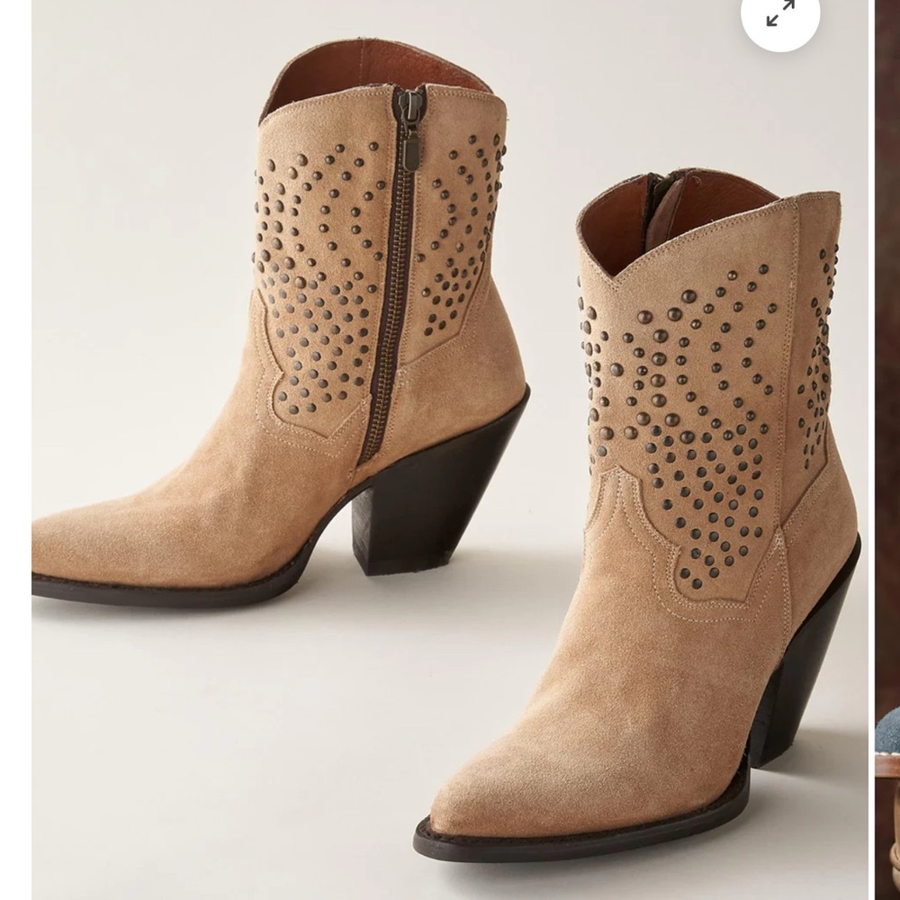 Dan Post Tan Suede Studded Ankle Boots